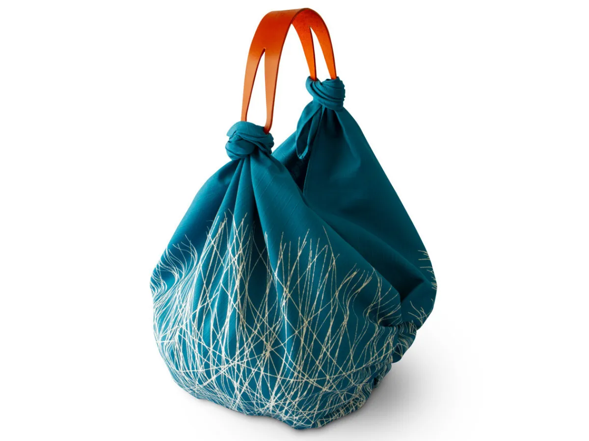 ORYOKI Baumwolltasche Furoshiki Tsuru, blau, 100 cm* Furoshiki