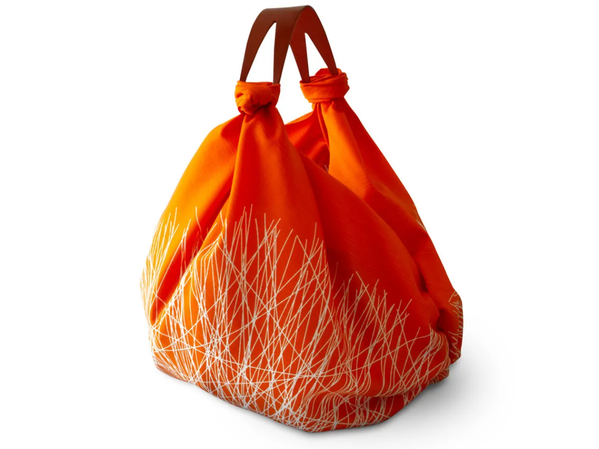 ORYOKI Baumwolltasche Furoshiki Tsuru, orange, 100 cm* Furoshiki