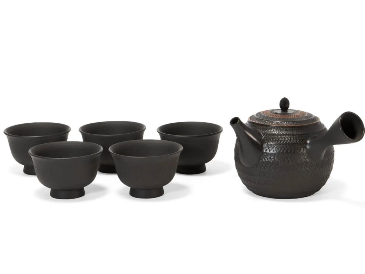 ORYOKI Japanisches Teeservice 6-teilig, Kyusu Tokoname Sendan Maru* Japanische Teekannen | Teegeschirr