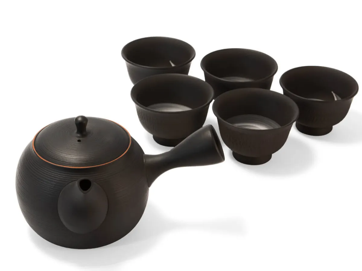 ORYOKI Japanisches Teeservice, 6-teilig, Kyusu Tokoname Sendan Sen Kaku* Japanische Teekannen | Teegeschirr