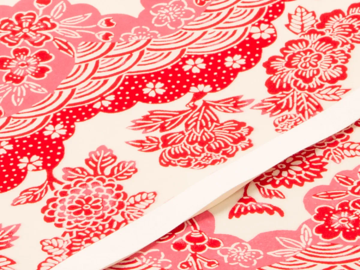 ORYOKI Japanpapier Chiyogami, Blütenwolken rot/rosa* Japanpapier