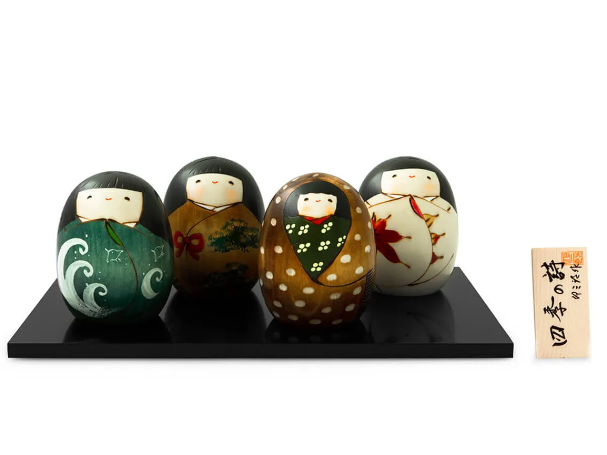 ORYOKI Kokeshi: Holzfigur Shiki set, 4 Figuren* Kokeshi