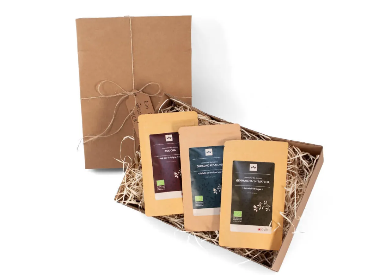 ORYOKI Tee Geschenke: Grüner Tee Gyokuro Kusanagi, Genmaicha 'n' Matcha, Kukicha, Bio* Kukicha