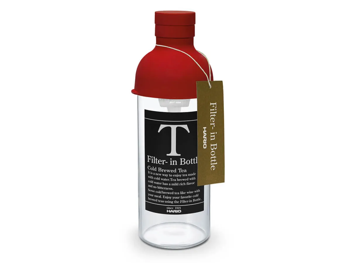 ORYOKI Teeflasche mit Sieb, HARIO Filter in Bottle, 300 ml, rot* Mizudashi (Tee Kalt Aufgießen)