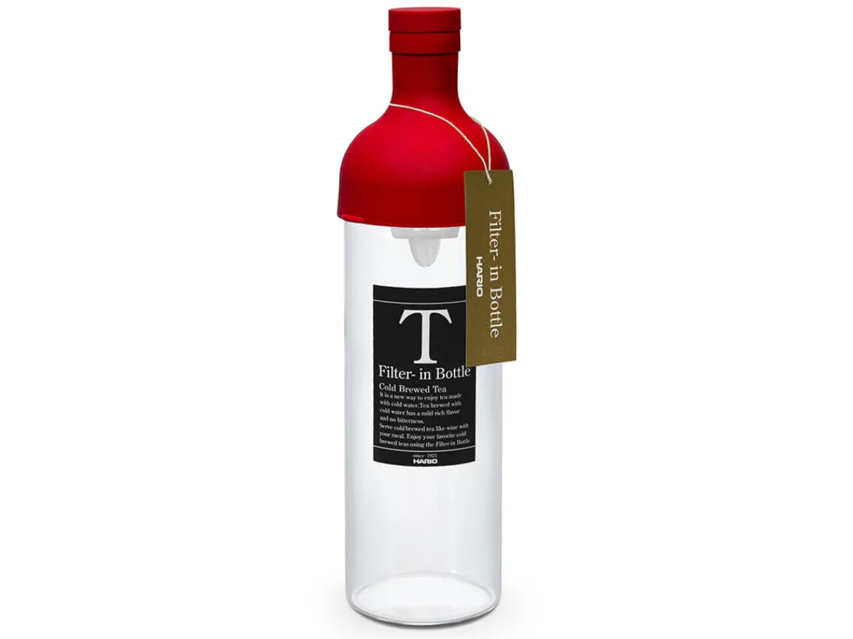 ORYOKI Teeflasche mit Sieb, HARIO Filter in Bottle, 750 ml, rot* Mizudashi (Tee Kalt Aufgießen)