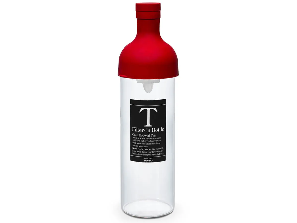 ORYOKI Teeflasche mit Sieb, HARIO Filter in Bottle, 750 ml, rot* Mizudashi (Tee Kalt Aufgießen)